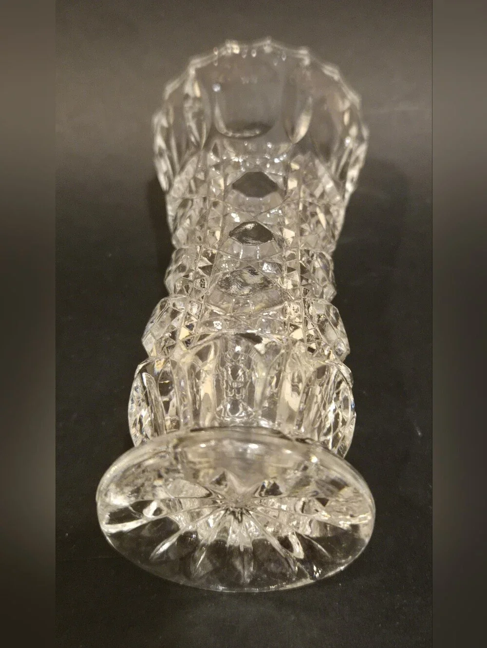 Vintage Cane & Button Crystal-Style Pressed Glass Vase - Elegant Home Accent